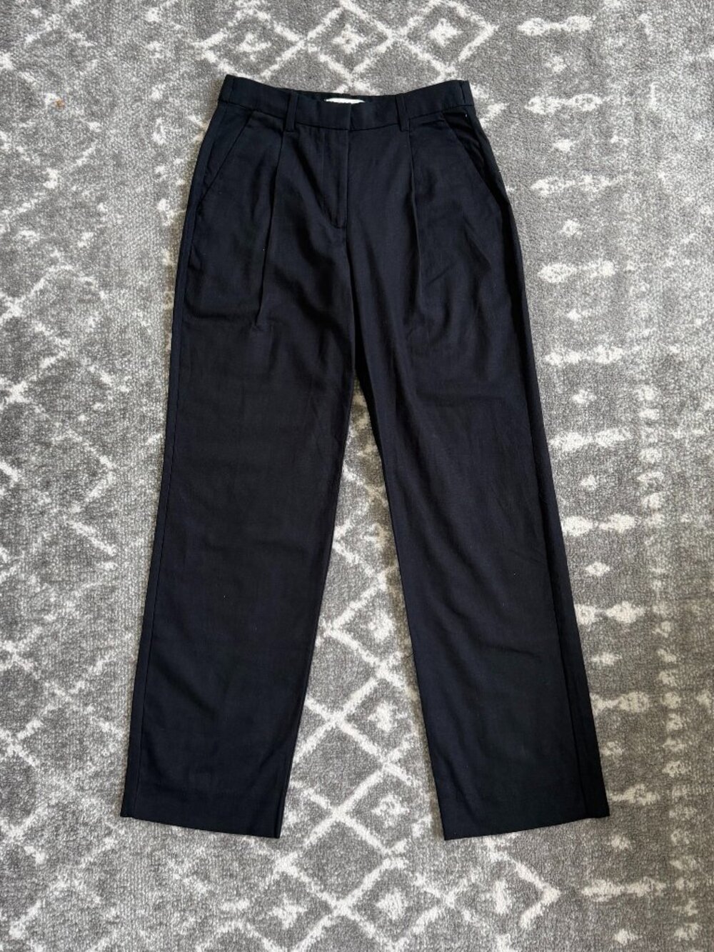 Abercrombie & Fitch Mid Rise Tailored Linen-Blend Relaxed Straight Pant, Size 26